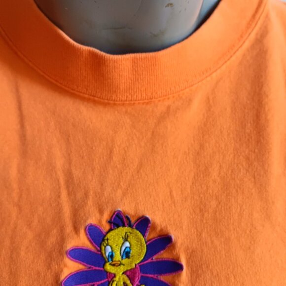 T-shirt Large Single Stitch Vintage 1997 Tweety Bird Looney Tunes Embroidered - Picture 3 of 7